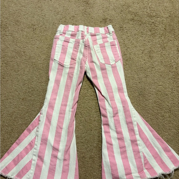 Girls 5T Pink and White Striped Flare Jeans, pockets, bell bottoms - Picture 3 of 3